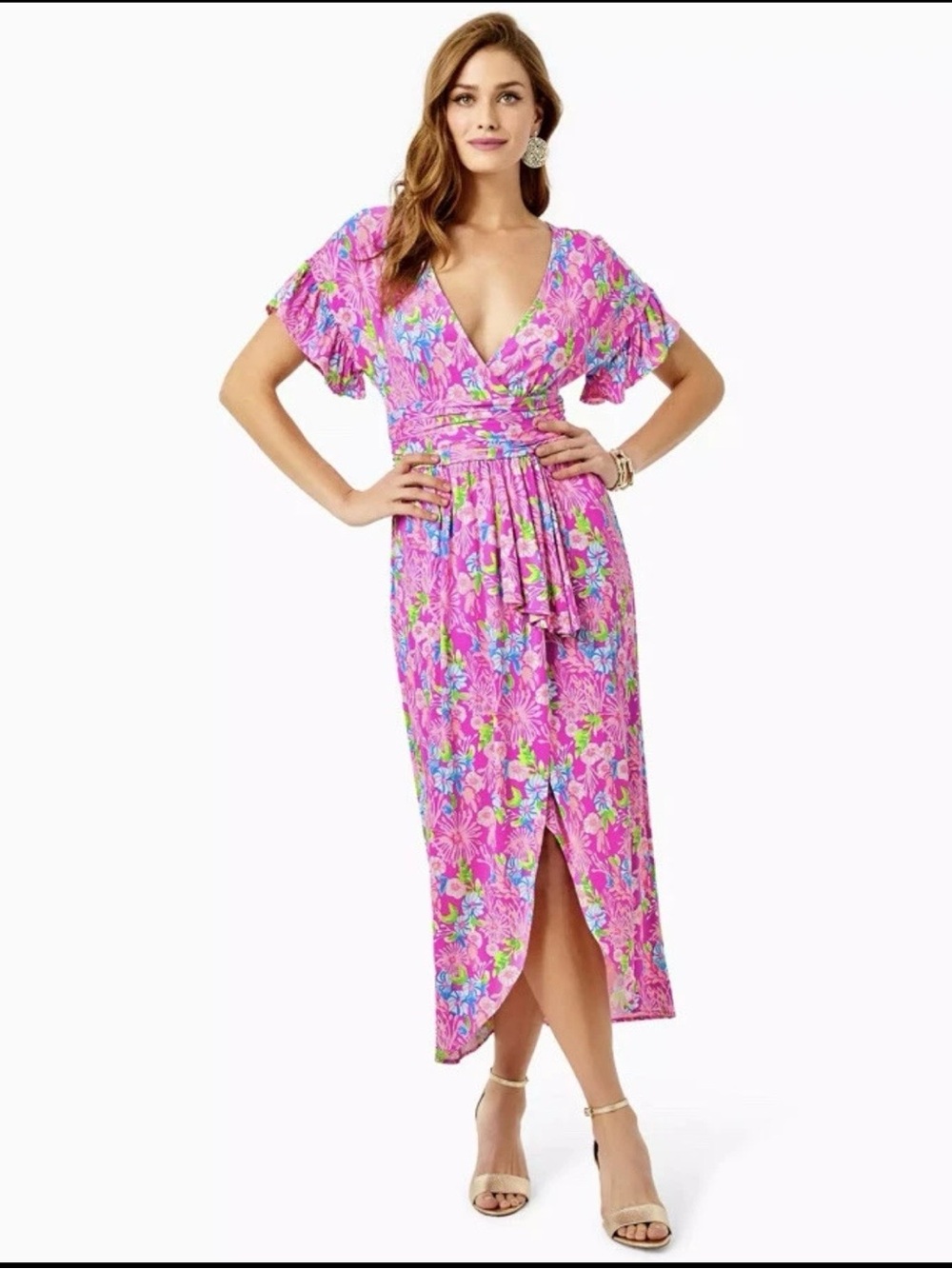 Lilly Pulitzer Anchorage Midi High-Low Dress Amethyst Moms The Word XL ECU